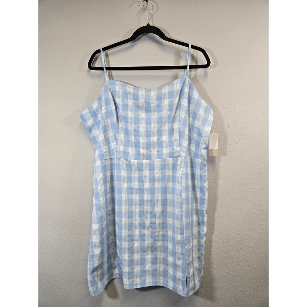 BP Plaid Gingham Coastal Blue White Mini Dress 2X
